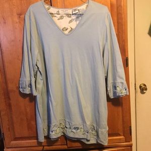 Blue top with 3/4 sleeves. Size 2X.